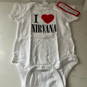 Live Nation Nirvana baby gift, new White Onesie Red Heart,Nirvana baby onesie